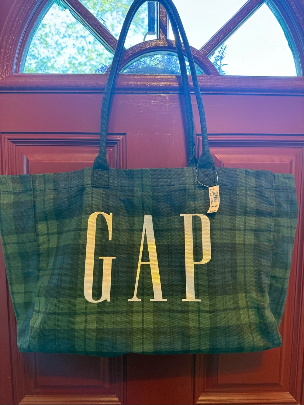 NWT GAP Green Plaid Logo Tote Bag — Rare & Stylish!